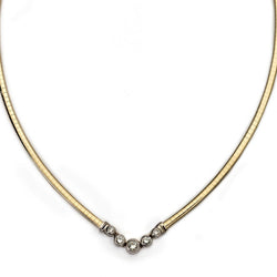 Yellow Gold & White Gold Bezel-Set Diamond Necklace