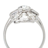 Art-Deco European & Baguette Cut Diamond Plat Ring
