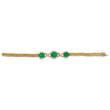 Cabochon Green Emerald & Diamond Yellow Gold Bracelet