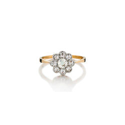 1.10 Carat Total Weight Old-Cut Diamond Gold And Platinum Cluster Ring