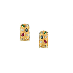 18kt Yellow Gold Multi Colored Gemstone Earrings