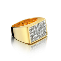 3.50 Carat Total Invisibly-Set Princess Cut Diamond Custom Men's Ring