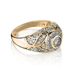 18KT Yellow Gold Domed-Shaped Diamond Ring