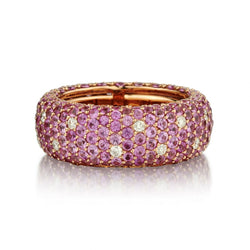 Pink Sapphire And Diamond 9MM Rose Gold Eternity Band