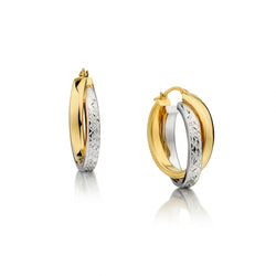 Ladies 18kt White and Yellow Gold Hoop Earings