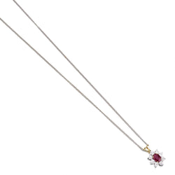 0.85 Carat Ruby And Diamond Pendant White & Yellow Gold Necklace
