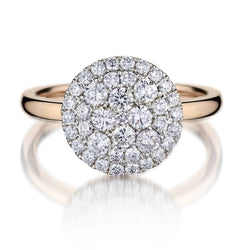 18KT Rose Gold & White Gold Pave-Set Brilliant Cut Diamond Cluster Ring