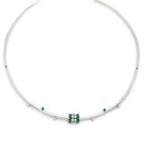 Green Emerald & Diamond Rolling Tube Choker Necklace