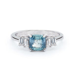 1.00 Carat Aquamarine  & Baguette Diamond Ring