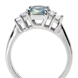 1.00 Carat Aquamarine  & Baguette Diamond Ring