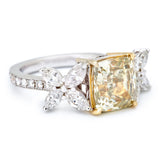 4.00 Carat Fancy Yellow Diamond & Marquise Cut Petals Ring