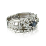 Mid-Century 14KT White Gold Blue Sapphire And Diamond Ring