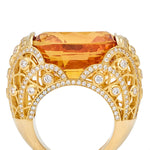 Horizontal Cognac Citrine & Diamond Gold Cocktail Ring