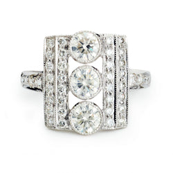 Art Deco-Inspired White Gold Custom Made Diamond Ring