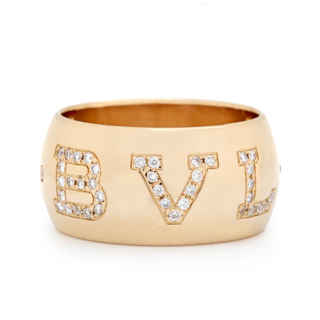 Bulgari Monologo 18kt Yellow Gold And Diamond Ring Size 52 (US 5-1