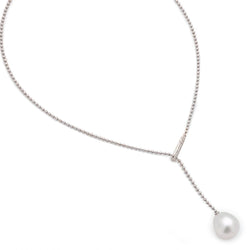 South Sea Cultured Pearl & Diamond White Gold "Y" Chain