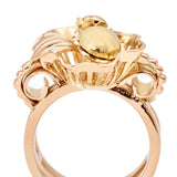 Retro-Era 18kt Pink & Yellow Gold Open-Shank Flower Ring