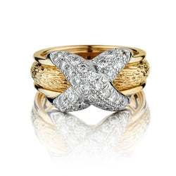 Tiffany & Co. Schlumburger Diamond X Gold & Platinum Ring