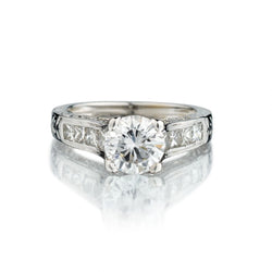 1.54 Carat Round Brilliant Cut Diamond White Gold Engagement Ring