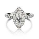 1.03 Carat Natural Marquise Cut Diamond Halo-Set White Gold Ring