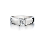 0.91 Carat Emerald Cut Diamond Solitaire Platinum Ring
