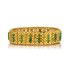 18KT Yellow Gold Jade Italian-Made Unique Bracelet