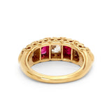 Victorian Ruby And Old Mine-Cut Diamond Five Stone Ring