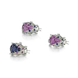 18KT White Gold Sapphire And Diamond Beetle Bug Brooch Set