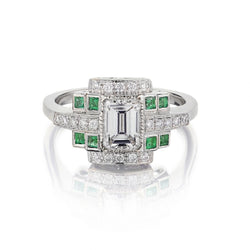 1.03 Carat Emerald Cut Diamond Vintage-Inspired Ring