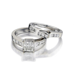 1.12 Carat Radiant Cut Diamond Engagement Ring With Matching Band