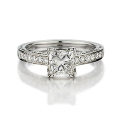 1.30 Carat Princess Cut Diamond 18KT White Gold Engagement Ring