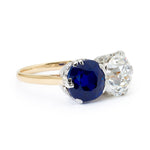 Vintage Sapphire And Old-Mine Cut Diamond Toi et Moi Ring