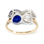 Vintage Sapphire And Old-Mine Cut Diamond Toi et Moi Ring