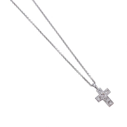 Cartier Mini Platinum Princess Cut Diamond Cross Pendant Necklace