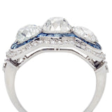 Art Deco Old-Mine Cut Diamond & Sapphire Ring