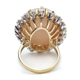 Yellow Gold Carved Opal Cameo & Diamond Ring