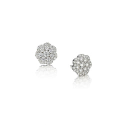 2.01 Carat Total Weight Round Brilliant Cut Diamond Cluster Earrings
