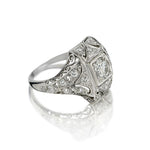 Art Deco Platinum Old-European And Old-Mine Cut Diamond Ring