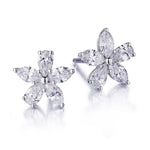 Marquise Cut Diamond Floral Cluster WG Earrings