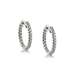 Ladies 18kt White Gold Diamond Hoop Earrings. 1.00ct Tw