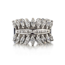 Mid-Century Round Brilliant And Marquise Cut Diamond Cocktail Ring