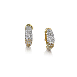 18KT White And Yellow Gold Pave-Set Diamond Hoops