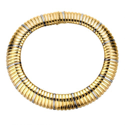 18KT Yellow Gold And White Gold Flexible Choker Heavy Necklace