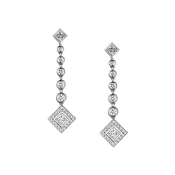Tiffany & Co. Platinum  Round And Princess Cut Diamond Grace Drop Earrings
