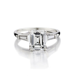 2.16 Carat Emerald Cut Diamond Tapered Baguette Ring