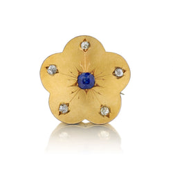 Victorian-Era Brushed Yellow Gold Floral Sapphire And Diamond Brooch