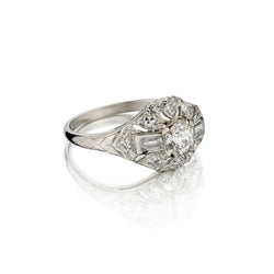 Art Deco Platinum Old-Cut Diamond Engagement Ring