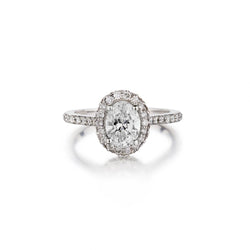 1.51 Carat Natural Oval-Cut Diamond Halo White Gold Ring