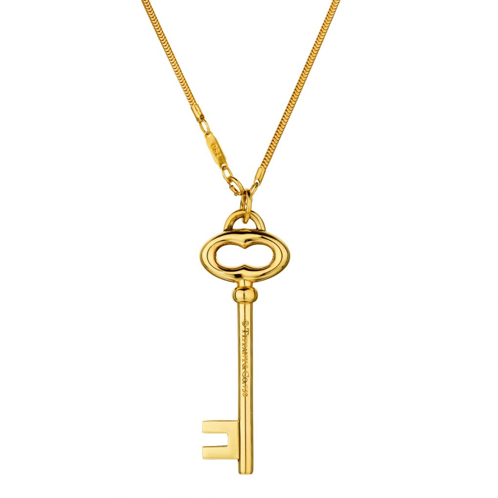 tiffany gold key pendant