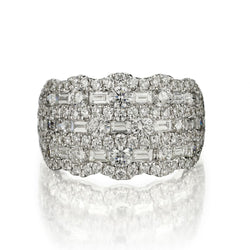 2.45 Carat Total Round Brilliant And Baguette Cut Diamond Band